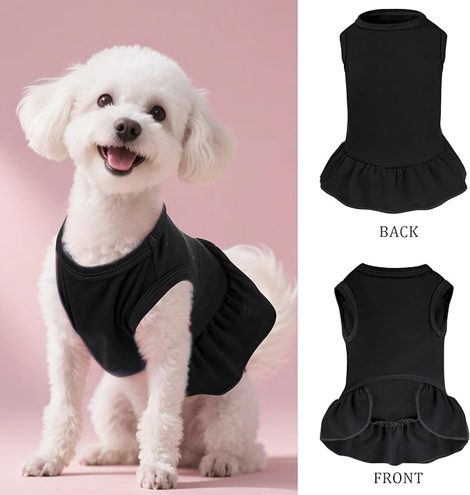 2 Pcs Dog Dress Cute Cat Skirt Solid Color Summer Clothes - Image 2