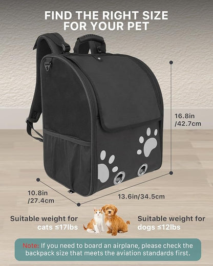 Cat Backpack Carrier with Comfort Handle, Ventilated Cat Backpack with - Image 9