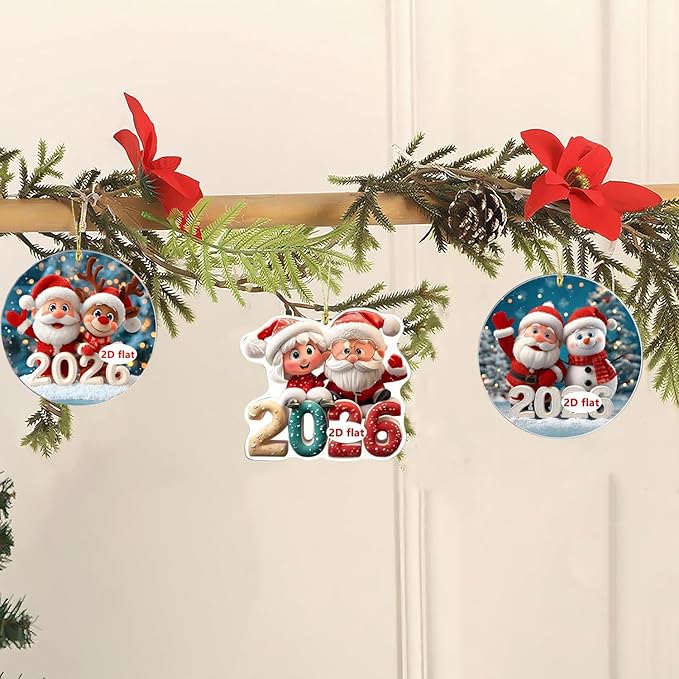 9 Pcs Christmas Tree Decorations 2026 Merry Christmas Santa Claus Hanging - Image 6