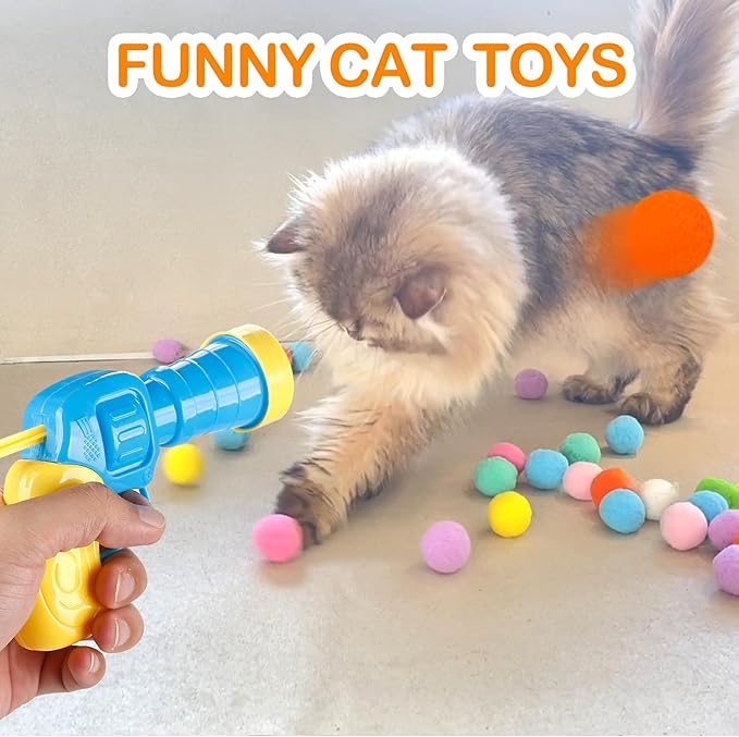 MeoHui 31Pcs Cat Ball Toy Launcher Gun, Cat Balls Fetch Toy, Funny Interactive - Image 7