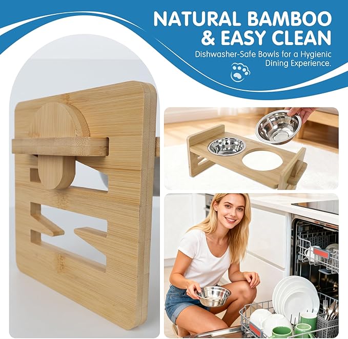 Elevated Dog Bowls for Small Dogs & Cats, Adjustable Raised Dog Bowl Stand - Image 6
