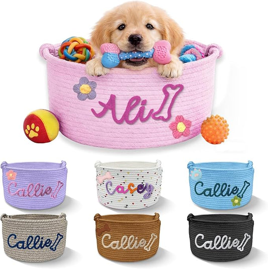 Personalized Dog Cat Toy Basket by Farmelov