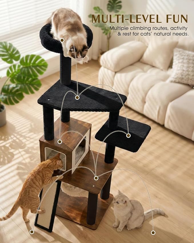 61" Modern Cat Tree Tower for Indoor Cats, Luxury Climbing Tower - Image 6
