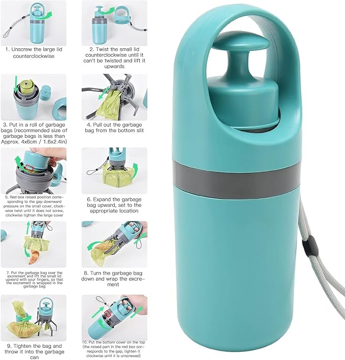 Pet Waste Scooper, Portable Claw Grabber Tool, Poop Bag Dispenser Included - Image 4
