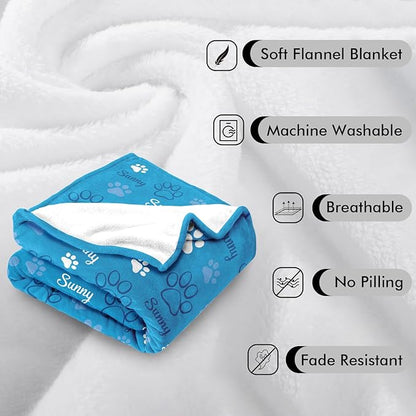 Custom Dog Blanket with Name and Paw Prints, Personalized Pet Blanket - Image 6