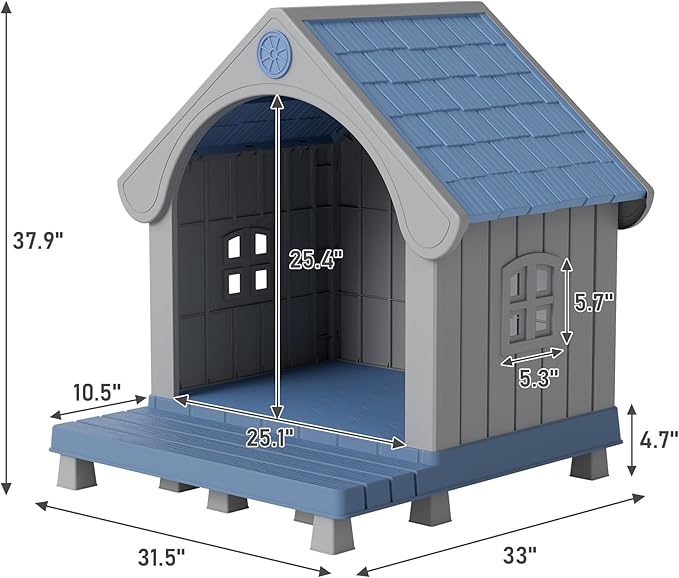 Fancyango Large Dog House Outdoor Indoor, Sturdy Plastic Waterproof Doghouse - Image 4
