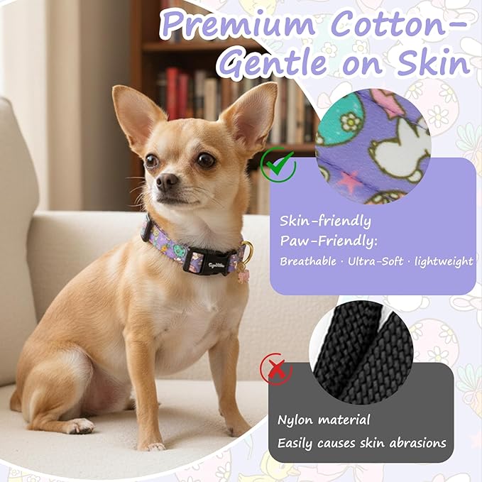 Easter Dog Collar with Cute Easter Themed Patterns, Medium Purple Dog Collar - Image 4