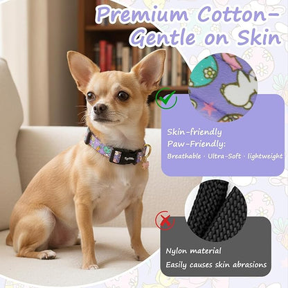 Easter Dog Collar with Cute Easter Themed Patterns, Medium Purple Dog Collar - Image 4