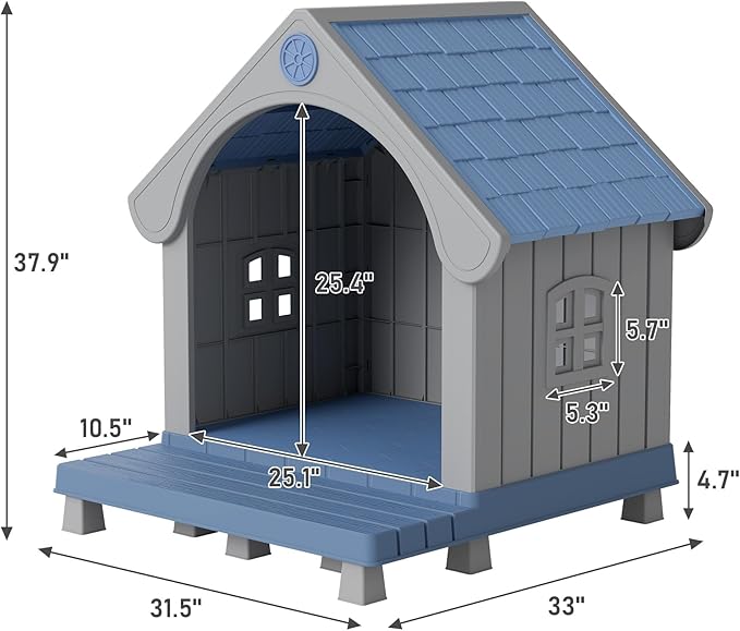 Fancyango Large Dog House Outdoor Indoor, Sturdy Plastic Waterproof Doghouse - Image 7
