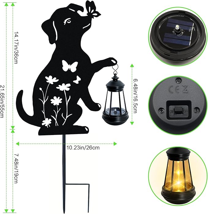 Solar Lights Outdoor Stakes, Metal Dog Solar Lights, Birthday Gifts - Image 2
