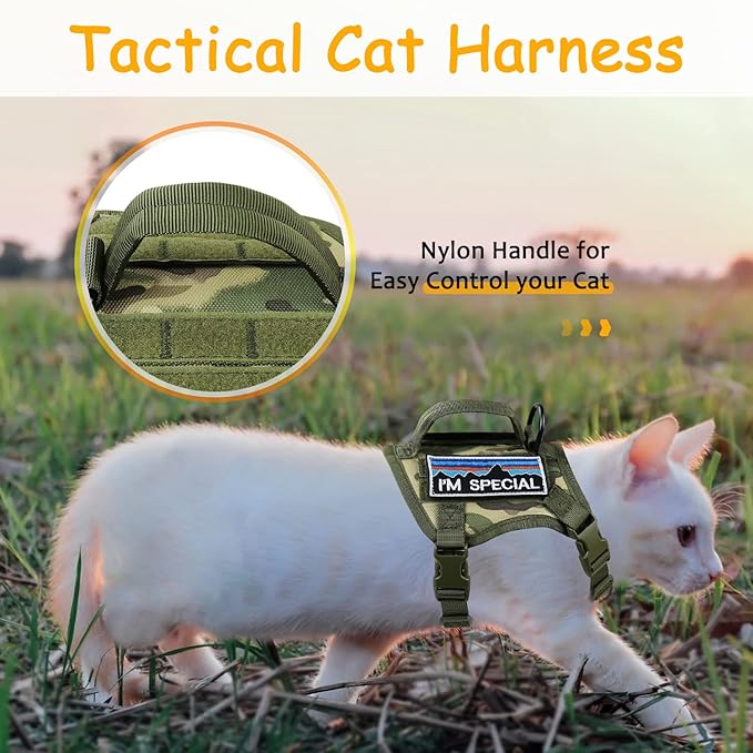 Tactical Cat Harness for Walking, Adjustable Escape Proof Pet Vest for Large Cat - Image 5