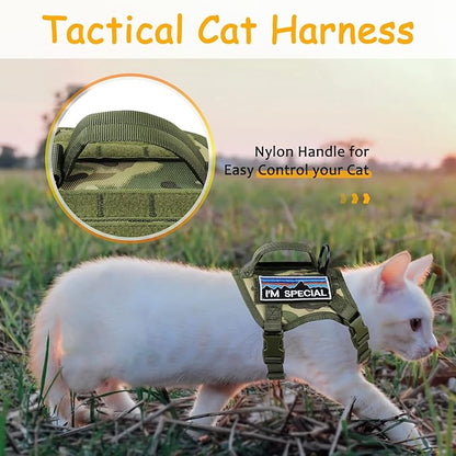 Tactical Cat Harness for Walking, Adjustable Escape Proof Pet Vest for Large Cat - Image 5