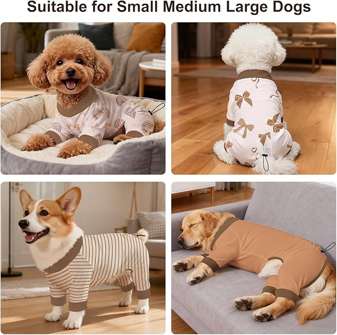 Bienbee Dog Pajamas, 4 Pack Dog Recovery Suit Shedding Suit Cute Soft Puppy - Image 3
