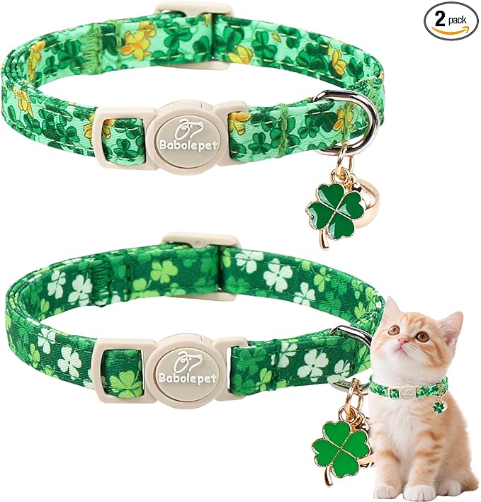 2 Pack St. Patrick’s Day Cat Collars by Babolepet
