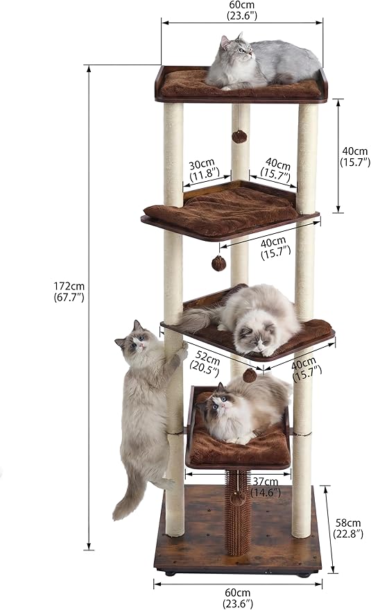 FourFurPets Heavy Duty Cat Tree, 67.7" Cat Tree - Image 4