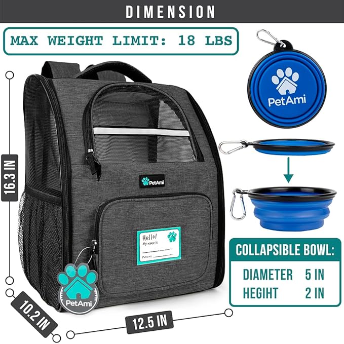 PetAmi Dog Backpack Carrier for Small Medium Dogs Large Cats up to 18 lbs - Image 2