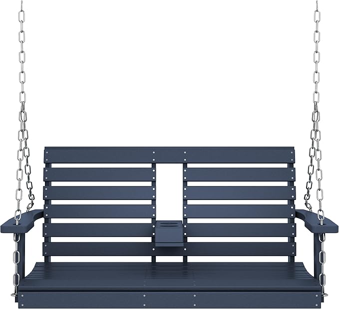 KINGYES Outdoor Hanging Porch Swing, 2 Seat Patio Swing Recliner - Image 9