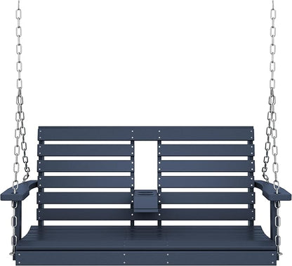 KINGYES Outdoor Hanging Porch Swing, 2 Seat Patio Swing Recliner - Image 9
