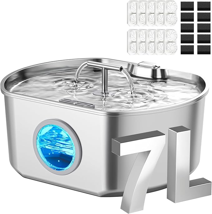Cat Water Fountain Stainless Steel by Neareal