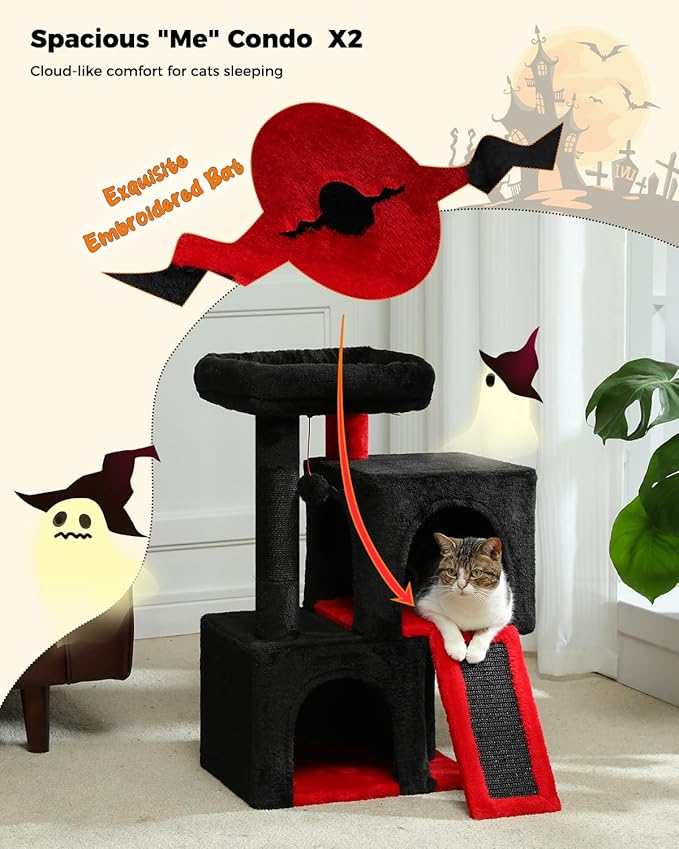 PAWZ Road Gothic Cat Tree, 30 Inches Black Cat Tower - Image 2
