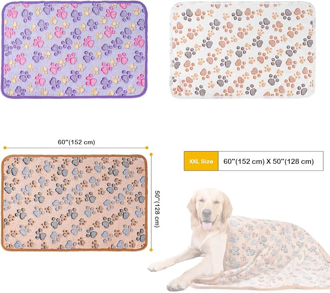 Dono 1 Pack 3 Dog Blankets, Soft Fluffy Fleece Pet Blanket Warm Sleep Mat Paw - Image 3