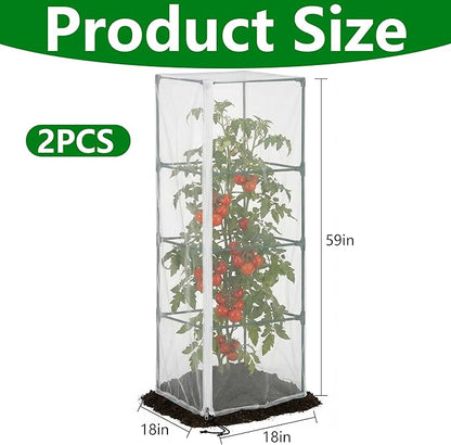 2 Pcs Garden Bird Netting for Square Plant Cage, Tomato Trellis Insect Bird - Image 2