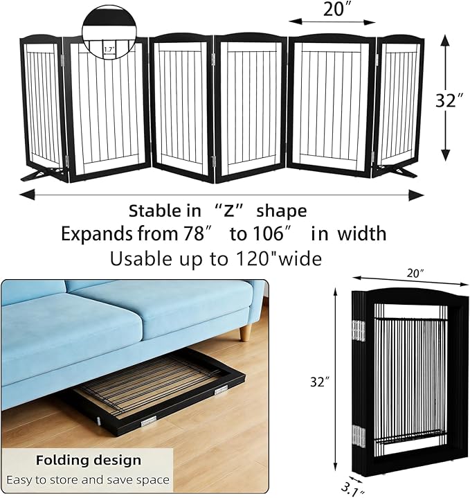 ZJSF Freestanding Dog Fence Indoor, Foldable Dog Gate - Image 7