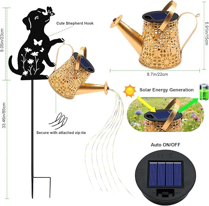 Solar Lights Outdoor, Dog Solar Watering Can Lights, Birthday Gifts - Image 2