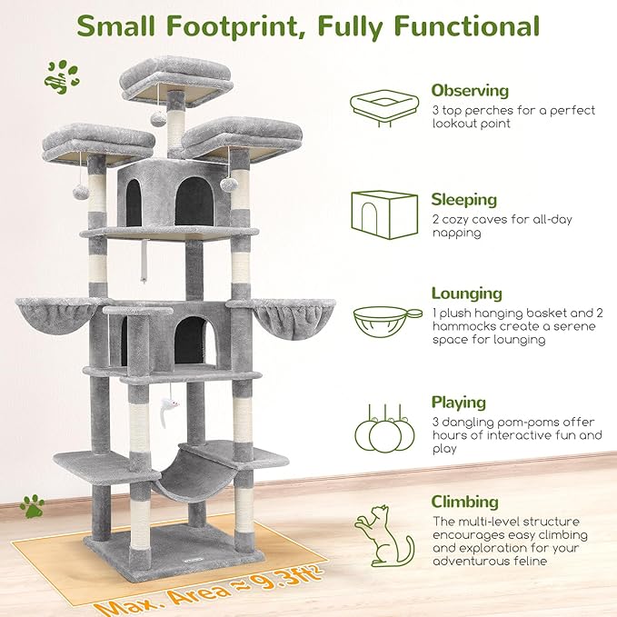 Globlazer Big Cat Tower for Indoor Cats, 80inch Cat Tower for Multiple Adult - Image 2