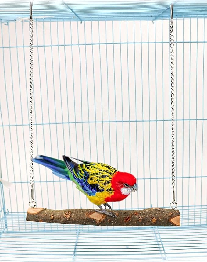 Pet Bird Swing, Parrot Cage Toys, Natural Wooden Swing Toys - Image 7