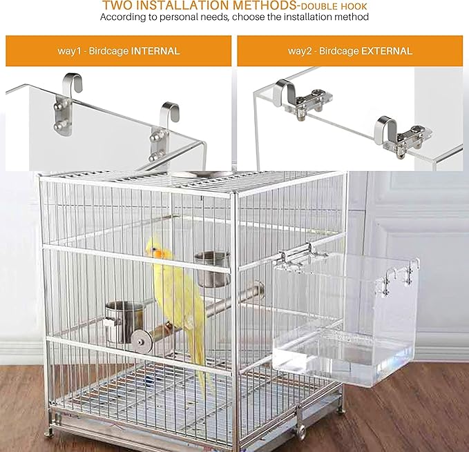 GURECOD Hanging Bird Bath Cube Bird Bathtub Bath Shower Box Bowl Cage Accessory - Image 3
