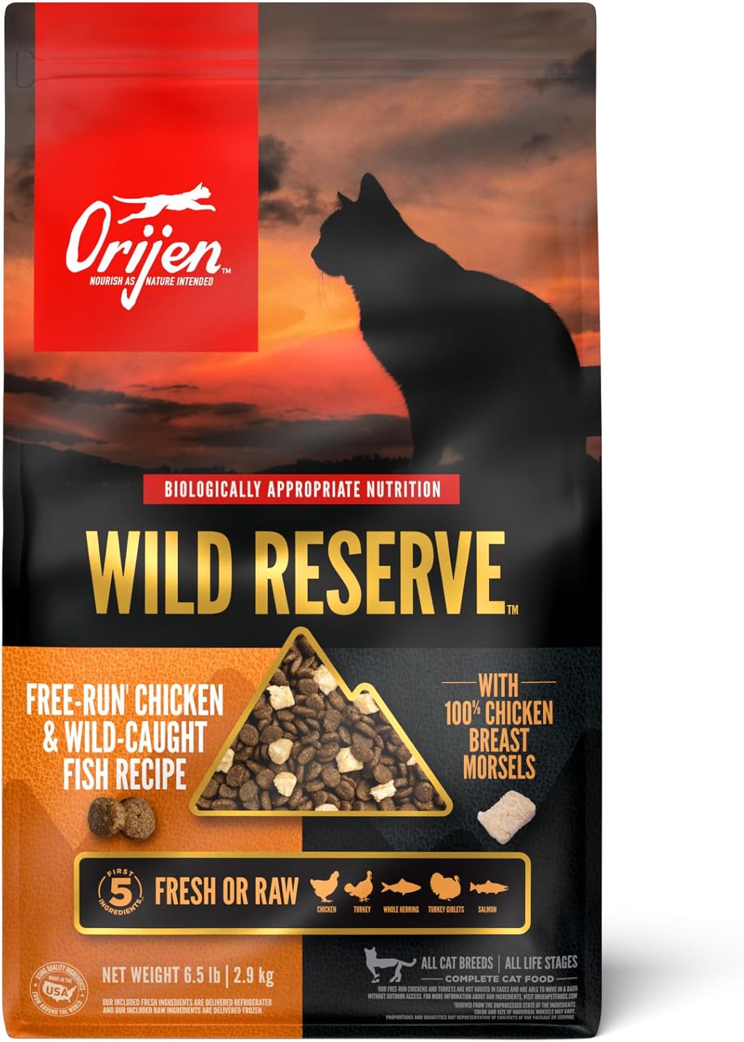ORIJEN Wild Reserve Dry Cat Food Free-Run Chicken & Wild-Caught Fish Recipe 6.5lb Bag