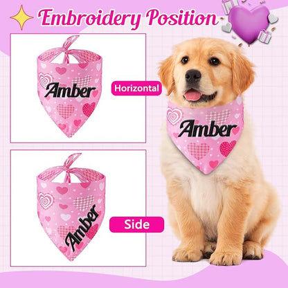Personalized Dog Bandana Embroidered Name, Custom Neckwear Dog Scarf Triangle - Image 2