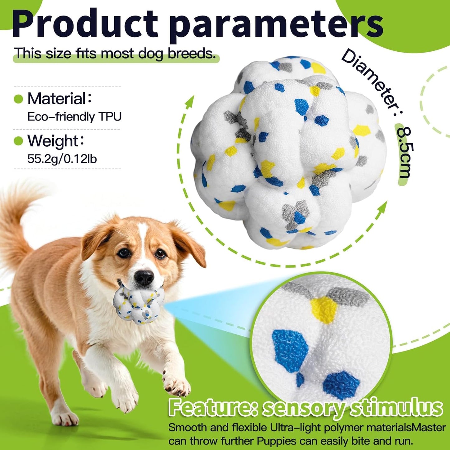 Upgrade Dog Balls Interactive Toys for Aggressive Chewers, Indestructible Tennis Durable Bouncy for Fetch Game, Lightweight Floating, White