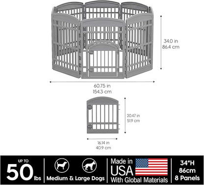 IRIS USA 34" Dog Playpen Tall Dog Playpen Indoor – 8-Panel Puppy Playpen - Image 3