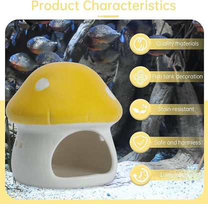 Cute Aquarium Mushroom House Betta Fish Tank Accessory Decor Mini Ceramic Fish - Image 3