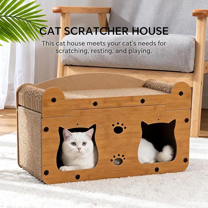 Cat Scratcher House, 2-in-1 Cardboard Cat House - Image 6