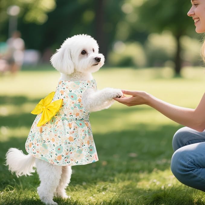 choyaxo Floral Dog Dress Cute Dog Skirt Pet Dress Summer Pet Clothes - Image 6
