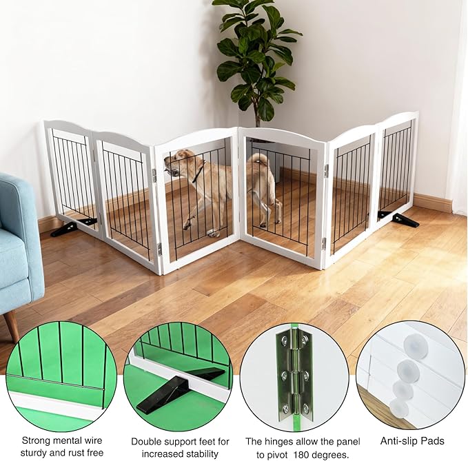 ZJSF Freestanding Dog Fence Indoor, Foldable Dog Gate - Image 5