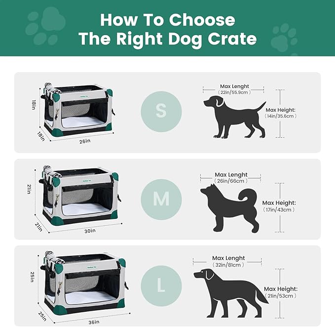 Gardner Pet 36 Inch Folding Soft Dog Crate -3 Door Collapsible Dog Crate - Image 3