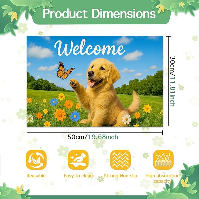 HOMETITUTE Cute Puppy Dog Food Mat 20" x 12", Non Slip Dog Bowl Mat - Image 6