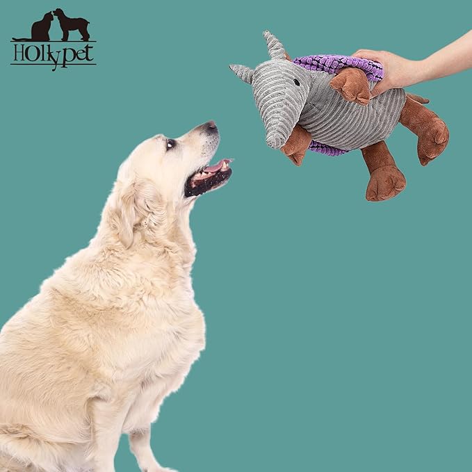 Hollypet Plush Dog Squeaky Toy Stuffed Armadillo Animal Pet Puppy Chew Toys - Image 5