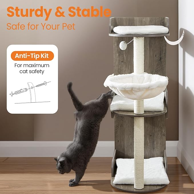 Modern Wood Cat Tree Tower for Indoor Large Cats, Cat Scratching Posts - Image 8
