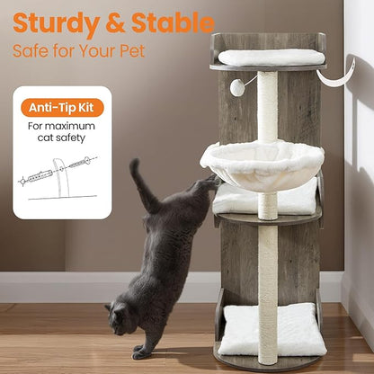 Modern Wood Cat Tree Tower for Indoor Large Cats, Cat Scratching Posts - Image 8