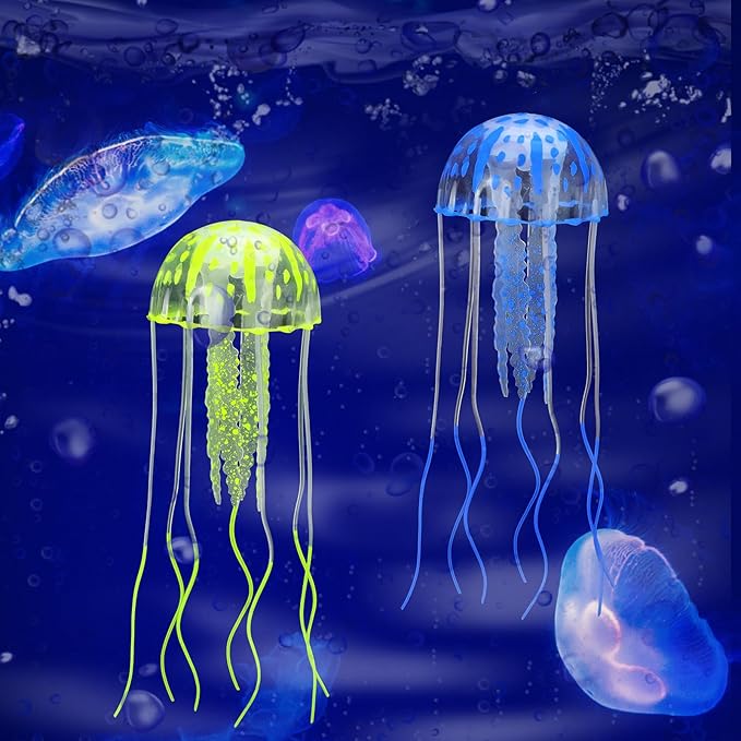 Weewooday 7 Pieces Artificial Fish Colorful Fake Fish Glowing Effect Aquarium - Image 6