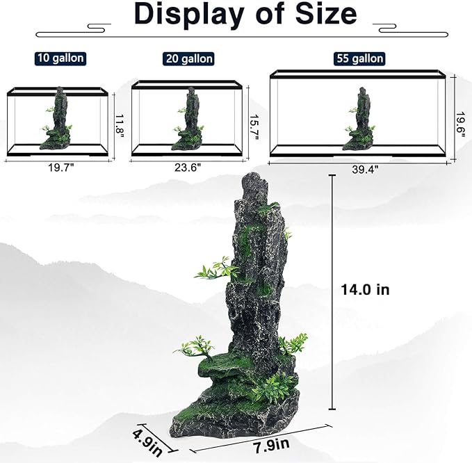 Aquarium Mountain View Stone Ornament Tree Rock Cave Aquarium Decorations Large - Image 3