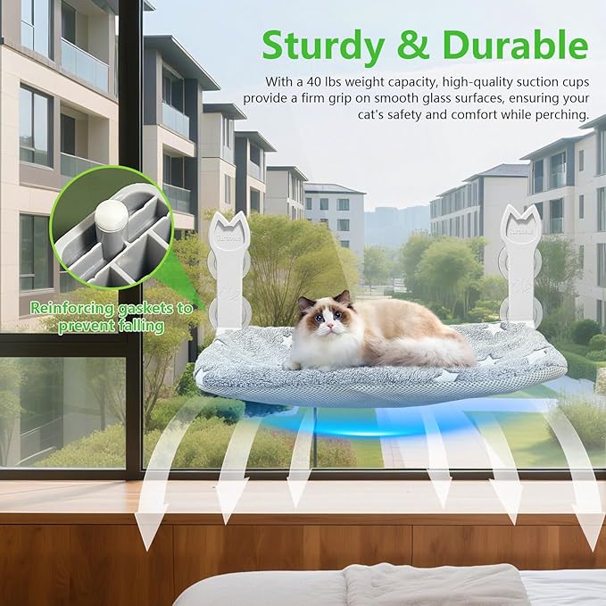 2 Pack Cat Window Perch, Glow in The Dark Foldable Cat Window Hammock - Image 4