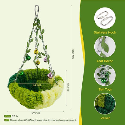 Admaison Bird Nest with Bell for Cage, Plush Hanging Bird Bed for Parakeet - Image 2