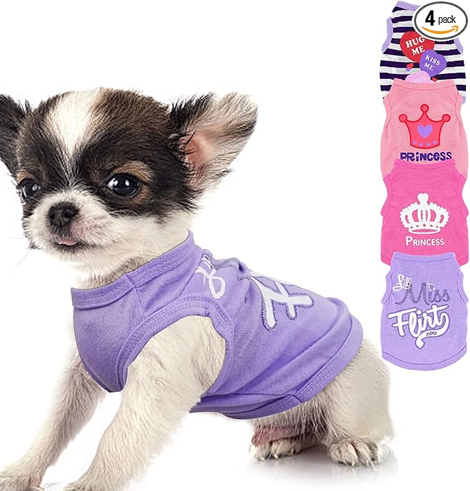 4 Pieces Puppy Clothes for Small Dogs Girl Summer Soft Puppy Clothes Cute by Unknown