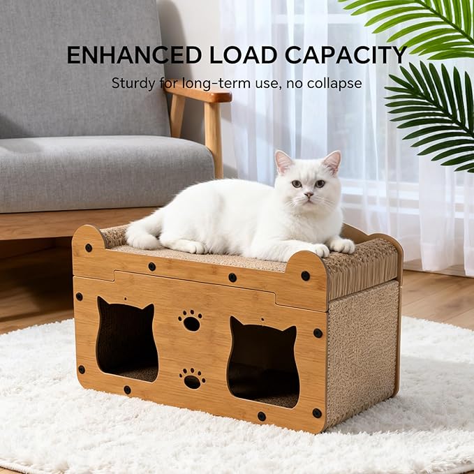 Cat Scratcher House, 2-in-1 Cardboard Cat House - Image 3